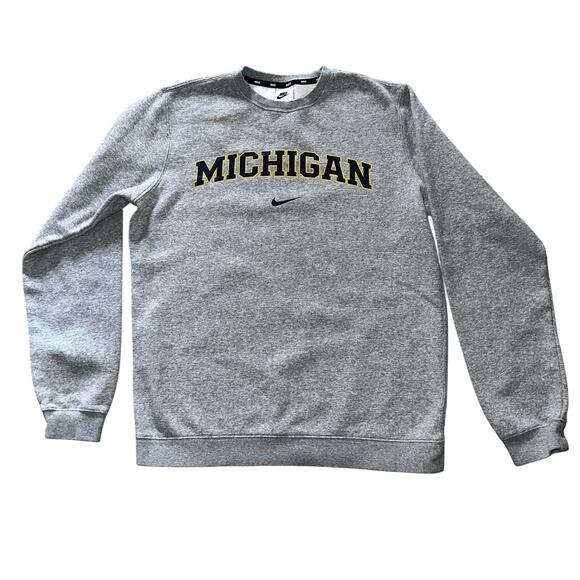 Vintage Michigan Wolverines Sweatshirt Mens Medium Grey Nike Team Center Swoosh - Picture 1 of 4